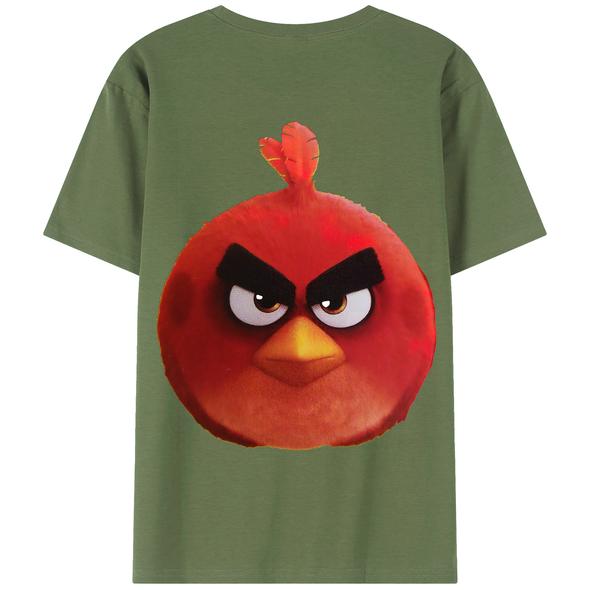 （画像用） Angry Birds アングリーバード 綿100％ メンズ半袖Tシャツ（バックプリント） 通気性